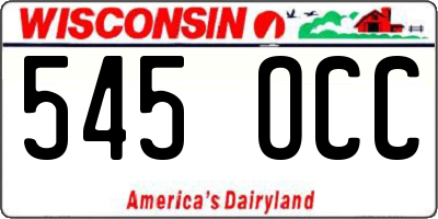 WI license plate 545OCC