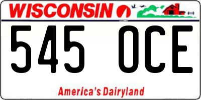WI license plate 545OCE