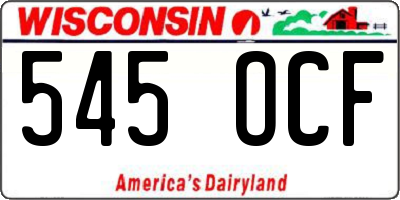 WI license plate 545OCF