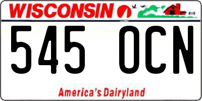 WI license plate 545OCN