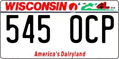 WI license plate 545OCP