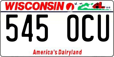 WI license plate 545OCU