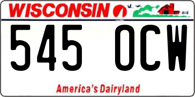 WI license plate 545OCW