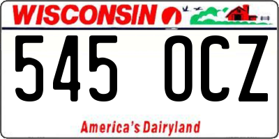 WI license plate 545OCZ