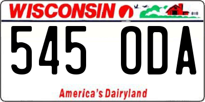WI license plate 545ODA