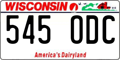 WI license plate 545ODC