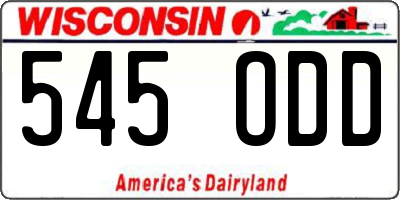 WI license plate 545ODD