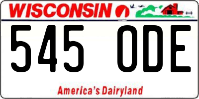 WI license plate 545ODE