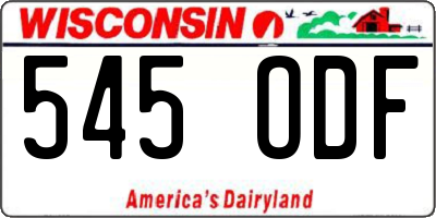 WI license plate 545ODF