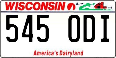 WI license plate 545ODI