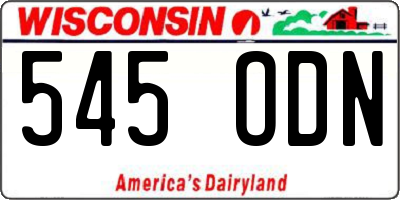 WI license plate 545ODN