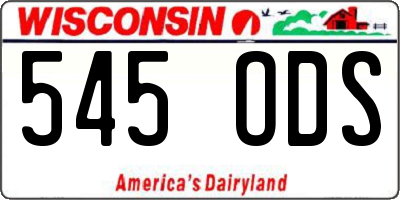 WI license plate 545ODS