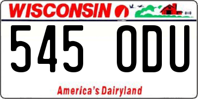 WI license plate 545ODU