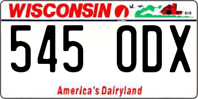 WI license plate 545ODX