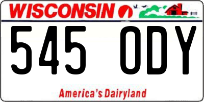 WI license plate 545ODY