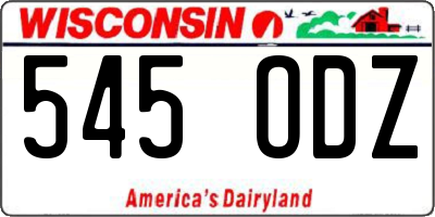 WI license plate 545ODZ
