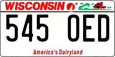 WI license plate 545OED