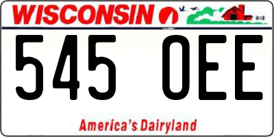 WI license plate 545OEE
