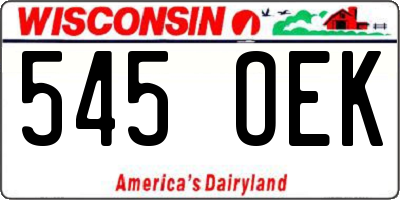 WI license plate 545OEK