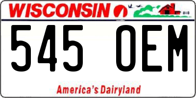 WI license plate 545OEM