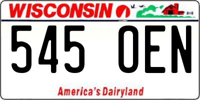 WI license plate 545OEN