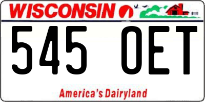 WI license plate 545OET