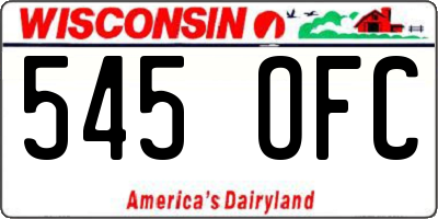 WI license plate 545OFC