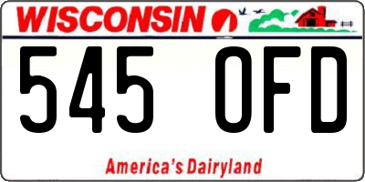 WI license plate 545OFD