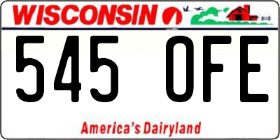 WI license plate 545OFE