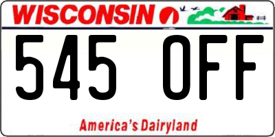 WI license plate 545OFF