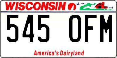 WI license plate 545OFM