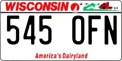 WI license plate 545OFN
