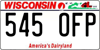 WI license plate 545OFP