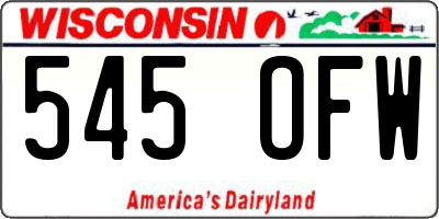 WI license plate 545OFW