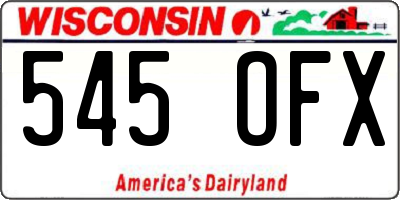 WI license plate 545OFX