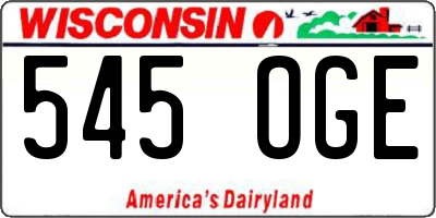 WI license plate 545OGE