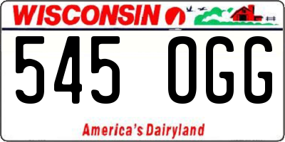 WI license plate 545OGG