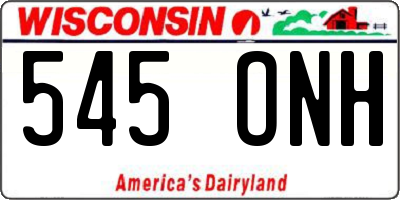WI license plate 545ONH