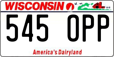 WI license plate 545OPP