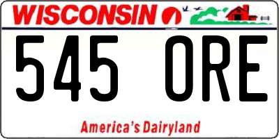 WI license plate 545ORE
