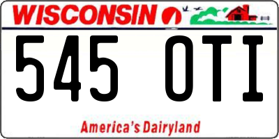 WI license plate 545OTI