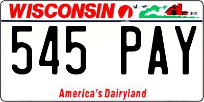 WI license plate 545PAY