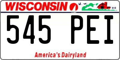 WI license plate 545PEI