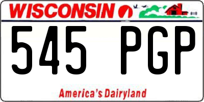 WI license plate 545PGP