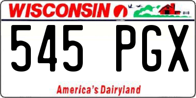 WI license plate 545PGX