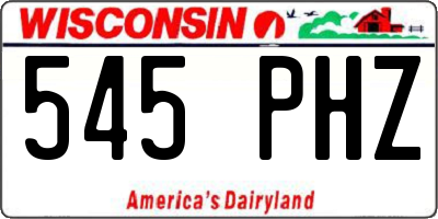 WI license plate 545PHZ