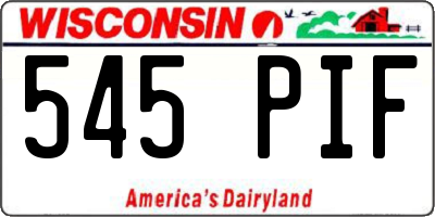 WI license plate 545PIF