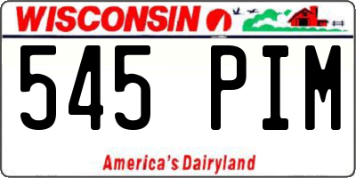 WI license plate 545PIM