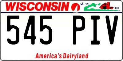 WI license plate 545PIV