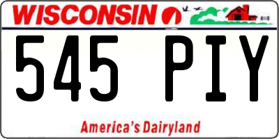 WI license plate 545PIY